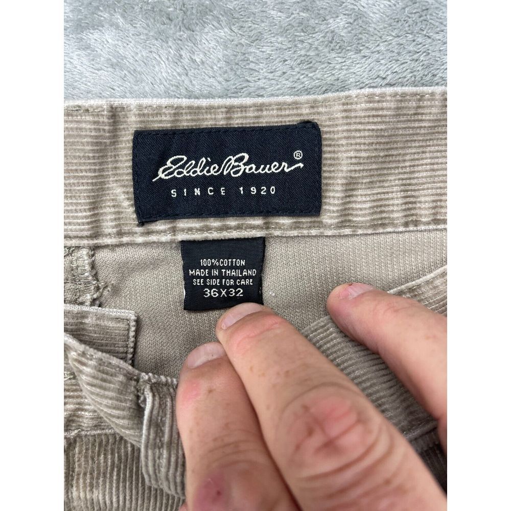 Eddie Bauer Men's Corduroy Jeans 36x32 (Real 36x29) Grayish Tan Tapered - Picture 6 of 9